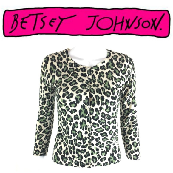 Betsey Johnson Sweaters - Vtg Betsey Johnson Sz M Leopard Print Cardigan